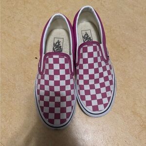 Vans Women's Pink Checkered Slip-On Shoes